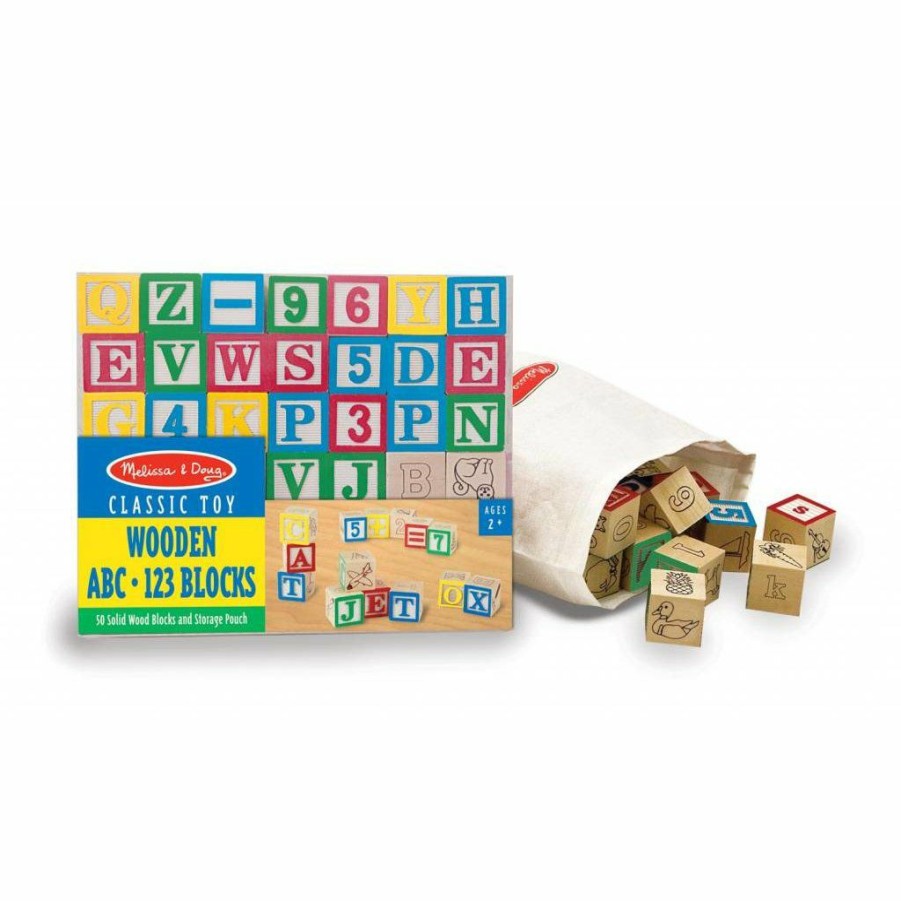 Young Builders * | Melissa And Doug Wooden Abc & 123 Blocks